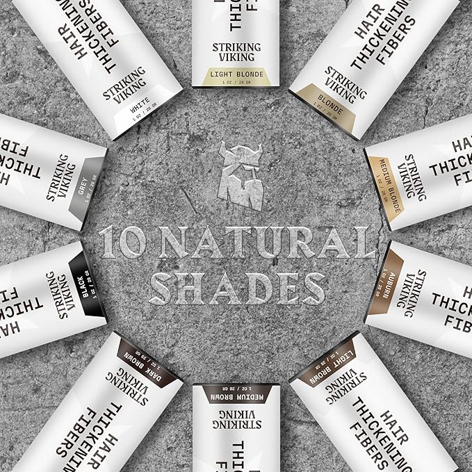 Striking Viking Hair Fibers for Thinning Hair - Building Fibers (Light Blonde) 28g - Naturally Derived Formula - Long Lasting Powder for Undetectable, Thicker Looking Results for Men & Women