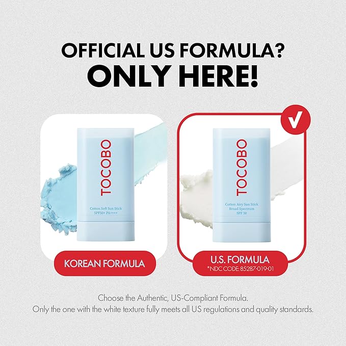 Cotton Airy Sun Stick SPF 50 Broad Spectrum Korean Matte Sunscreen Stick for Face - Travel Size Sebum Control Sunblock -Vegan, Lightweight, Non-Sticky 0.67 oz