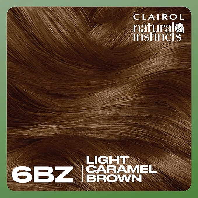 Clairol Natural Instincts Demi-Permanent Hair Dye, 6BZ Light Caramel Brown Hair Color, Pack of 1