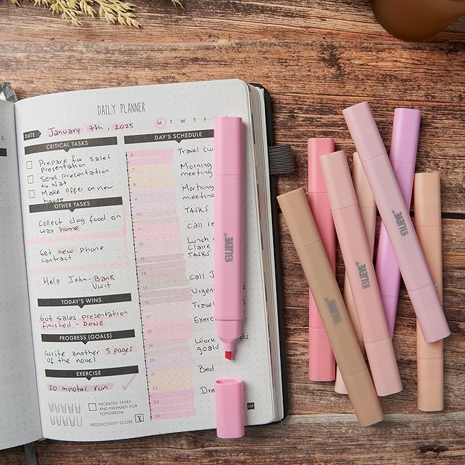 BLIEVE- Aesthetic Bible Highlighters No Bleed Through Assorted Colors, Cute Highlighter Dual Tip For Journaling Supplies And School Accessories, Bible Highlighters And Pens No Bleed (ROSES)