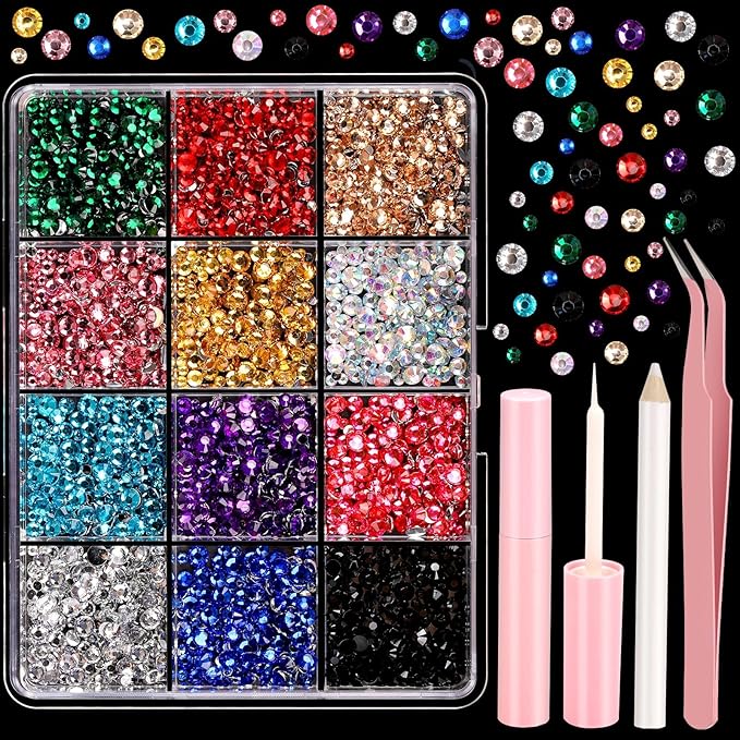 YGDZ Face Rhinestones Kit, Face Eye Gems for Makeup, Face Jewels Set with Face Makeup Glue, Nail Gems, Rhinestones for Body, Hair, Nail Art, Halloween Makeup for Women