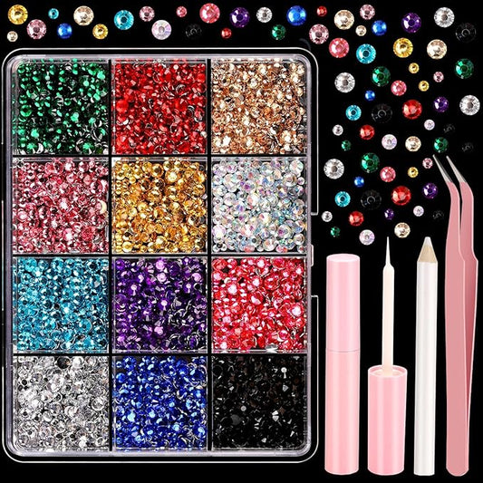 YGDZ Face Rhinestones Kit, Face Eye Gems for Makeup, Face Jewels Set with Face Makeup Glue, Nail Gems, Rhinestones for Body, Hair, Nail Art, Halloween Makeup for Women
