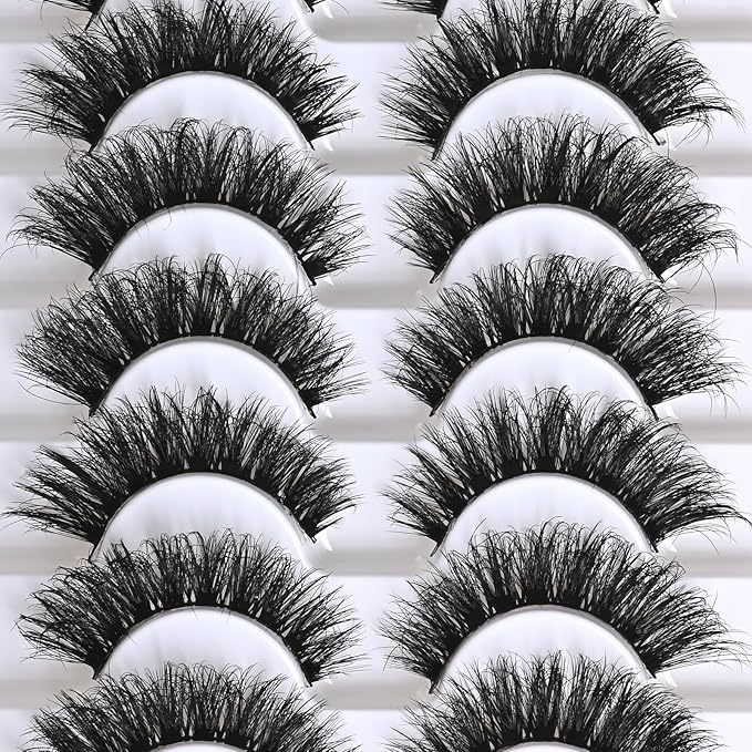 FARRED Mink Lashes False Eyelashes Cat Eye Lashes Wispy Mink Eye Lash Fluffy Eyelash Natural Look 10 Pairs Fake Lashes Pack Volume Lash Strips Pestañas (Z09|10-15MM)