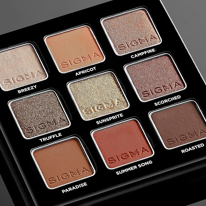 Sigma Beauty On-the-Go Eyeshadow Palette - Fiery - 9 Bold Eyeshadow Shades in Matte, Shimmer and Metalic Finishes - Highly Pigmented Vegan Eye Makeup Palette - Clean Beauty Products
