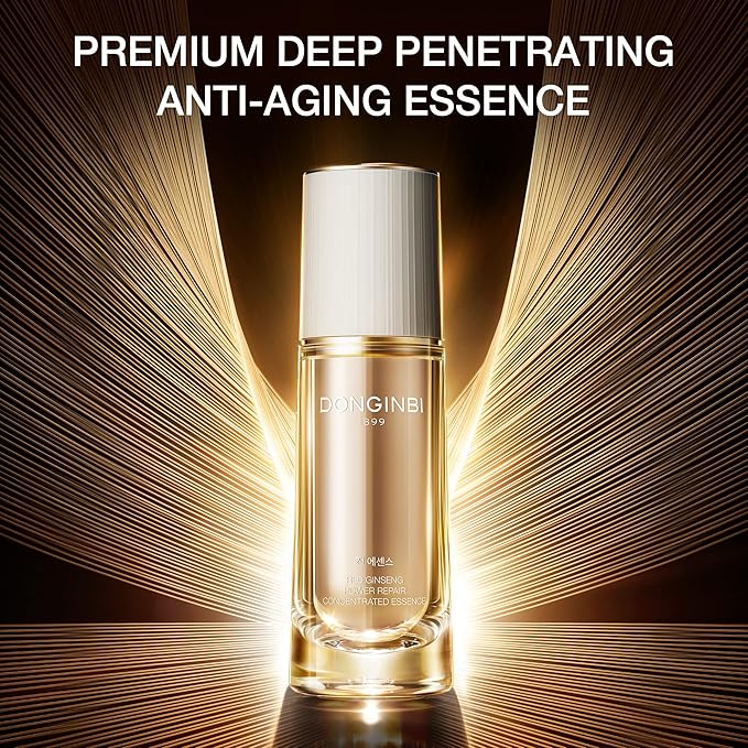 Donginbi Red Ginseng Power Repair Concentrated Essence(1.69 floz) Set - Korean Red Ginseng Essence with Collagen, Hydrating Toner, Firming Face Oil, Korean Skin Care Gifts for Women, Travel Kit