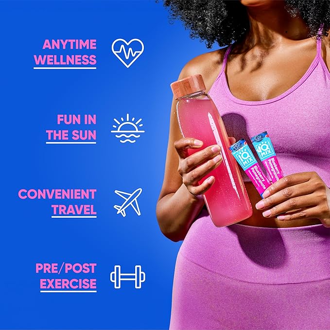 IQMIX Hydration Electrolyte Powder – 4-in-1 Formula for Hydration, Mental Clarity, Mood and Recovery – Sugar-Free Drink Mix, Keto, Magnesium L-Threonate, Lion’s Mane – 40 Count Blueberry Pomegranate