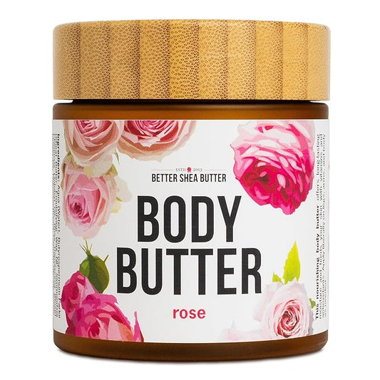 Rose Body Butter for Dry Skin with Whipped Shea Butter and Pure Essential Oil | Ultra Hydrating Rose Lotion for Women | All Natural Moisturizer for Dry Skin