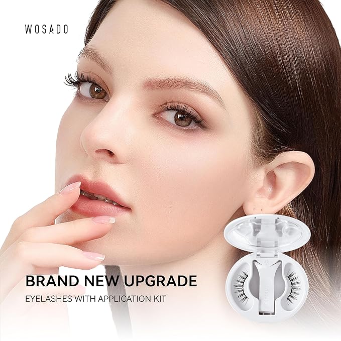 WOSADO Magnetic Eyelashes with Applicator Kit, No.14 FROST BLACK, Reusable Magnetic Lashes without Eyeliner, Glue-free False Lashes, Waterproof, Lightweight, Suit for Natural Makeup