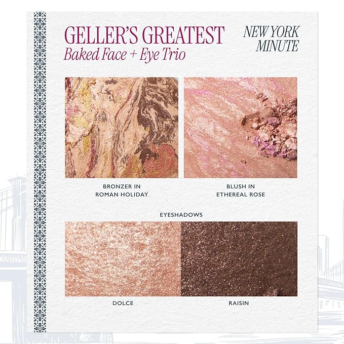 LAURA GELLER NEW YORK Geller's Greatest New York Minute Face & Eye Palette - Includes Blush, Bronzer and Eyeshadow Duo - Travel-Friendly Makeup Compact for Mature Skin