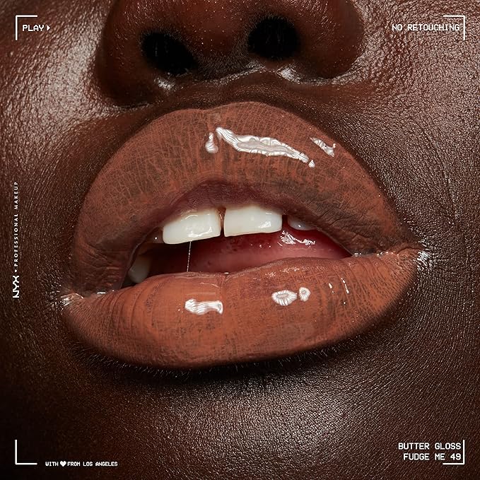 NYX PROFESSIONAL MAKEUP Butter Gloss Brown Sugar, Non-Sticky Lip Gloss - Fudge Me (Warm Brown) (Pack of 2)