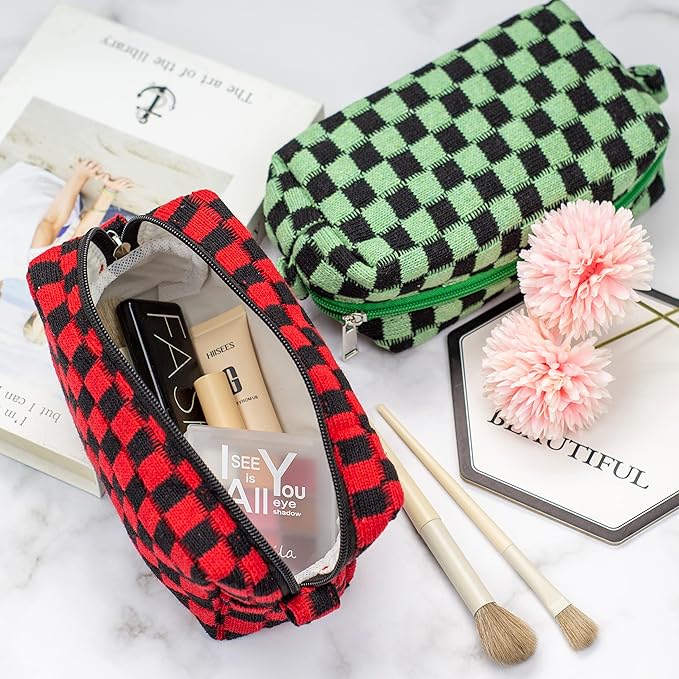 Pazimiik checkered makeup bag for