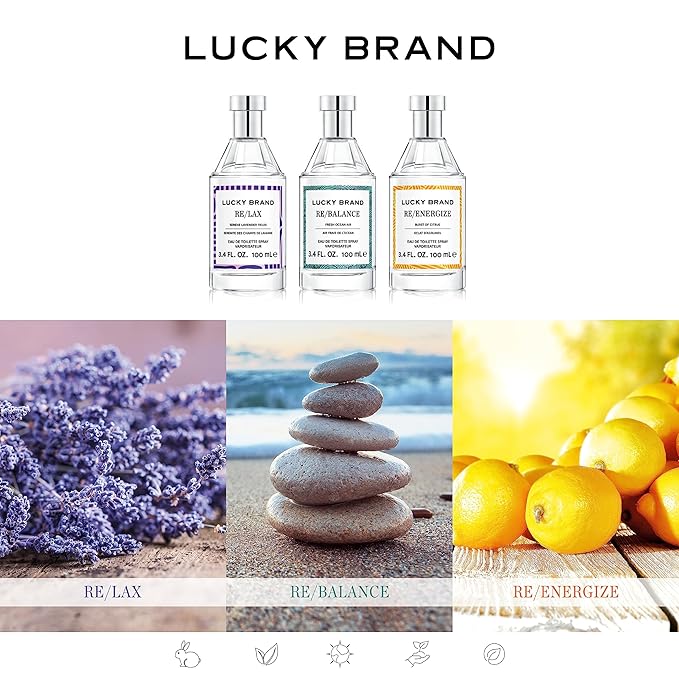 Lucky Brand Re/Balance The New Sustainably-Inspired & Harmonious Mood-Evoking Unisex Fragrance For Women & Men, 3.4 Fl Oz EDT Spray (Pack of 1)