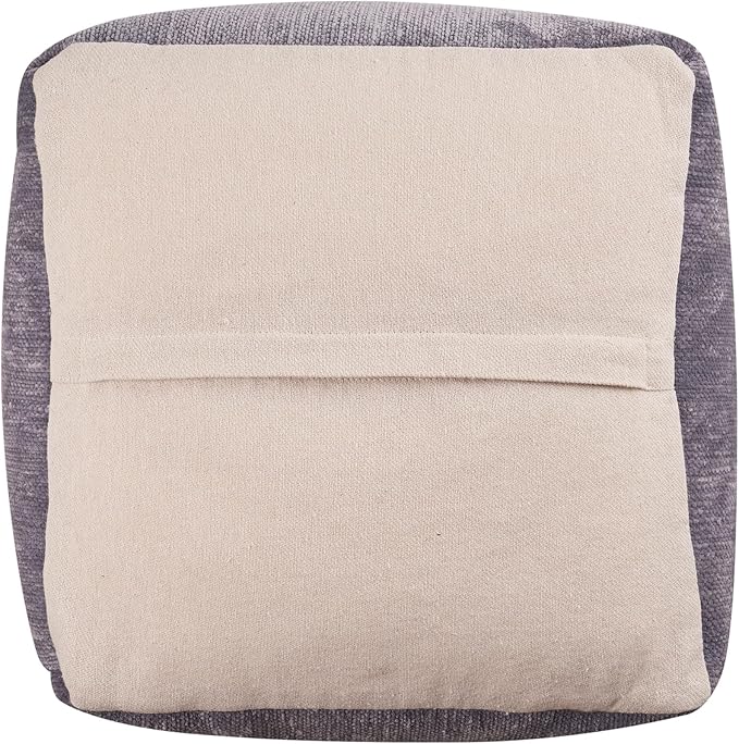 LR Home Contemporary Solid Square Indoor Medium Pouf Ottoman, Frost Gray | Hand-Made Power-Loomed Chenille Cube Pouf for Bedroom & Living Room Decor | 18 x 18 x 18 Stuffed Ottoman for Seating