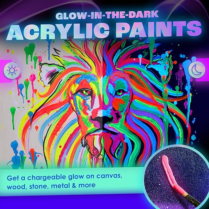 'XXL Set' 24 Cans of Glow in The Dark Paint by neon nights | Luminescent & Phosphorescent, Self-Luminous Paints
