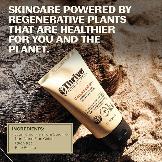 Thrive Natural Care Reef Safe Sunscreen SPF50 - Hawaii 104 Reef Act Compliant - Mineral Sunscreen Non-Nano Zinc Oxide - Vegan, (5.8 Oz (Pack of 3))