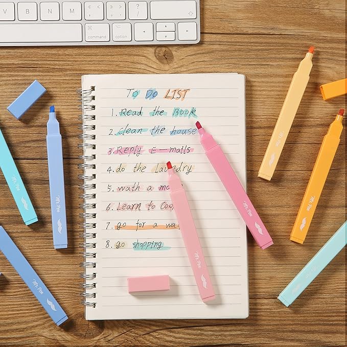 Mr. Pen- Aesthetic Highlighters, 8 pcs, Chisel Tip, Assorted Colors, Cute Highlighters Assorted Colors