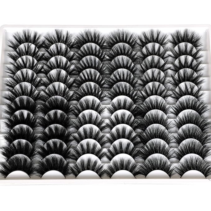 30 Pairs 20MM False Eyelashes Wholesale 6 Styles Mixed Lashes 8D Fluffier Volume Dramatic Faux Mink Eyelashes Thick Full Strip Lashes Pack