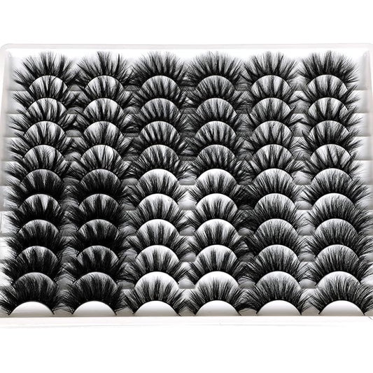 30 Pairs 20MM False Eyelashes Wholesale 6 Styles Mixed Lashes 8D Fluffier Volume Dramatic Faux Mink Eyelashes Thick Full Strip Lashes Pack