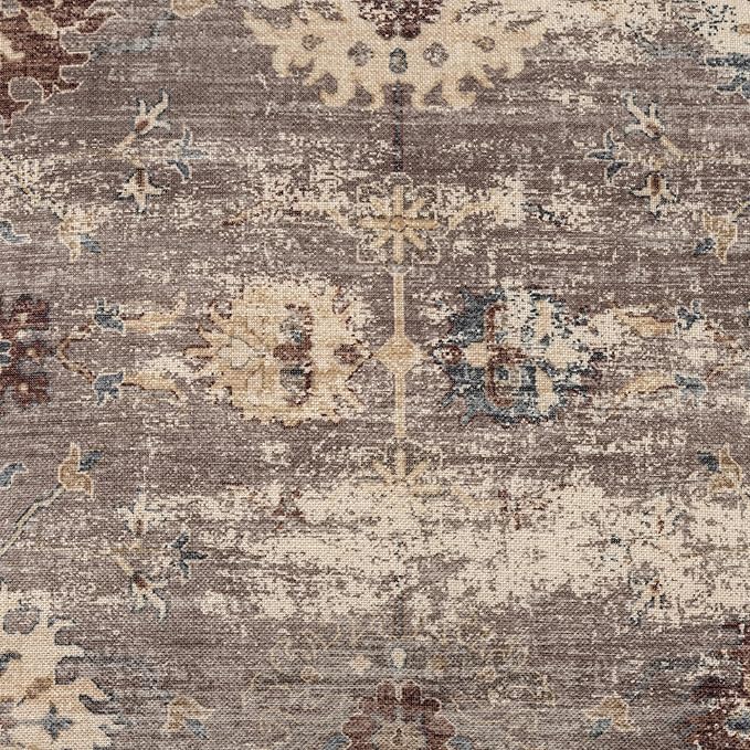 L. R. Resources, Inc. LR Home Vintage Floral Square Indoor Medium Pouf Ottoman, Taupe | Power-Loomed Polyester Footrest for Bedroom & Living Room Decor | 18 x 18 x 18 Filled Pouf for Seating