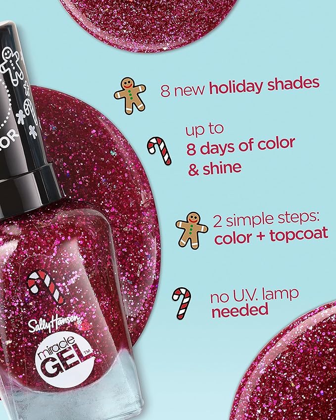 Sally Hansen Miracle Gel™, Holiday Dreams Crumb True, Long Lasting, Gel-Like Formula, No UV Lamp Needed, Brown Glitter Nail Polish