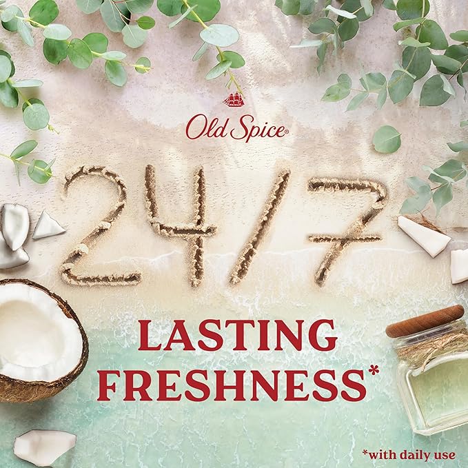 Old Spice GentleMan's Aluminum Free Dry Feel Deodorant for Men, 24/7 Lasting Freshness, Gentle on Skin with Skin Conditioners, Eucalyptus + Coconut Oil Scent, 3.0 oz (Pack of 3)