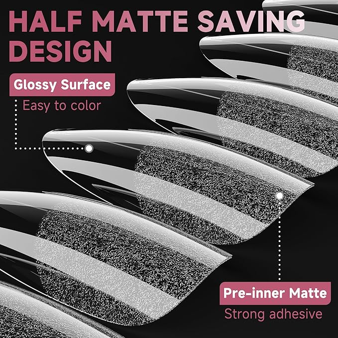 UNA GELLA Medium Almond Gel Nail Tips Half Matte 312pcs Almond Gel Nails No C Curve Clear False Fake Nails Effective Nail Extensions for DIY Art Salon-Level Press On Nails, 12 Sizes
