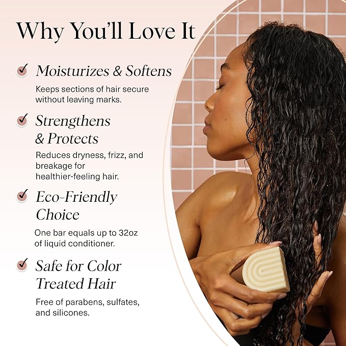 Kitsch Coconut Oil Conditioner Bar - Hair Conditioner For Women and Men - Deep Moisturizing, Nourishes, Hydrate & Soften Damaged Dry Hair - Silicone, Paraben & Sulfate Free - 2.7 oz