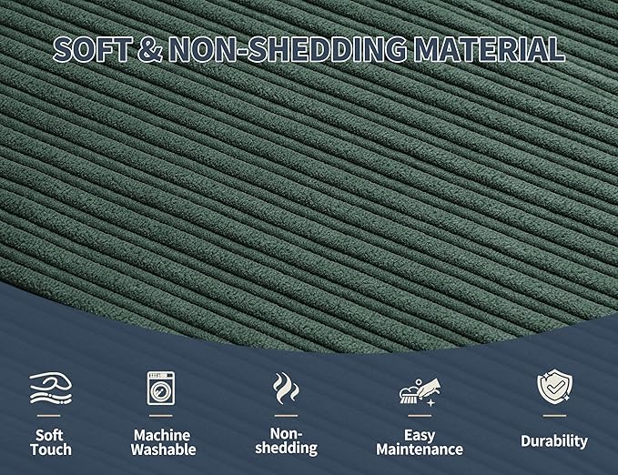 Pouf Ottoman Foot Stools with Foam Small Ottoman for Living Room Corduroy Ottomans Pouf 26x18 Floor Poufs Foot Rest for Chair Dark Green Hassocks and Ottomans