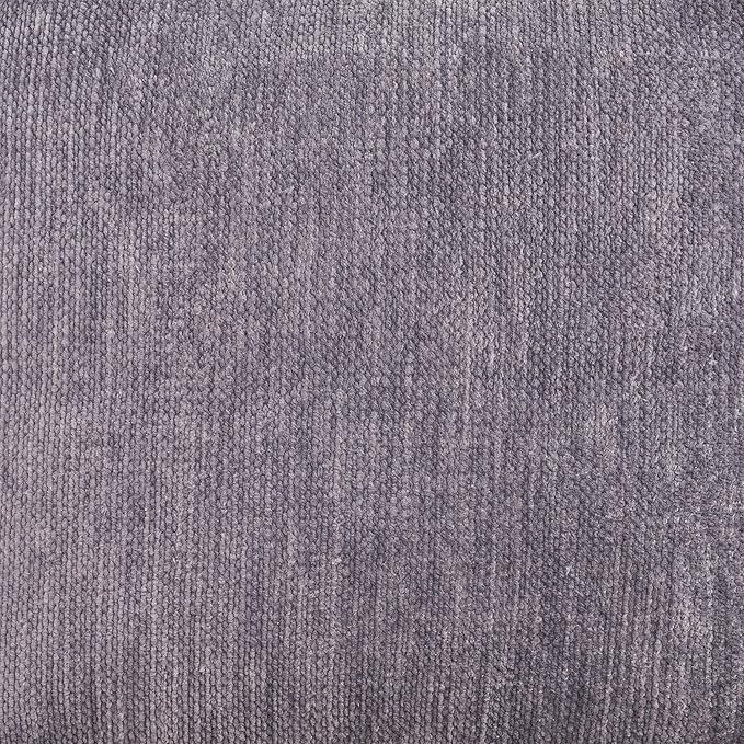 LR Home Contemporary Solid Square Indoor Medium Pouf Ottoman, Frost Gray | Hand-Made Power-Loomed Chenille Cube Pouf for Bedroom & Living Room Decor | 18 x 18 x 18 Stuffed Ottoman for Seating