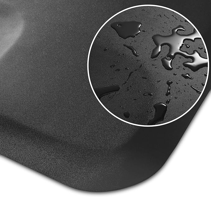 Saloniture 3 ft. x 5 ft. Salon & Barber Shop Chair Anti-Fatigue Floor Mat - Black Semi Circle - 7/8 in. Thick