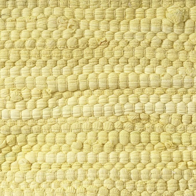 LR Home Dusky Citron Bordered Transitional Hand-Loomed Cotton Pouf with Jute Braid | Farmhouse Cube Foot Rest for Bedroom & Living Room Decor | 18 x 18 x 18 Stuffed Ottoman for Seating