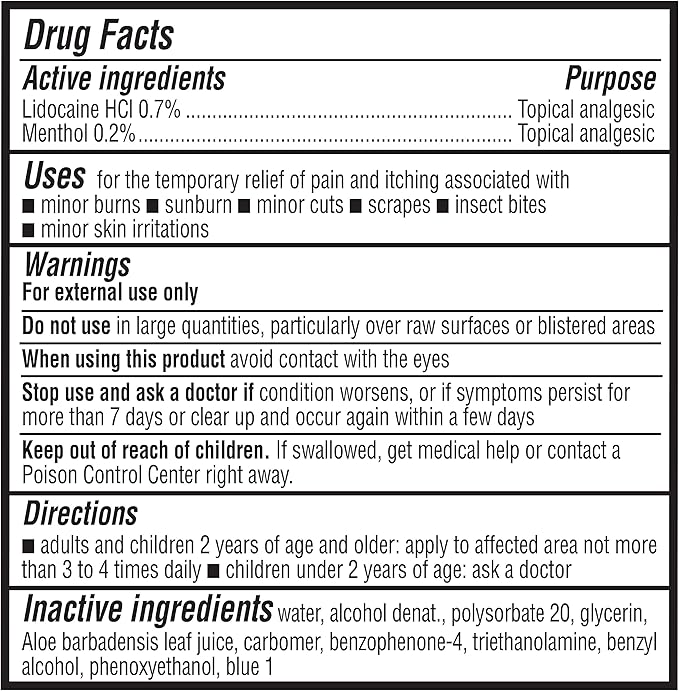 Amazon Brand - Solimo After Sun Gel with Aloe, Lidocaine and Menthol, 16 Fluid Ounce (1 Pack)