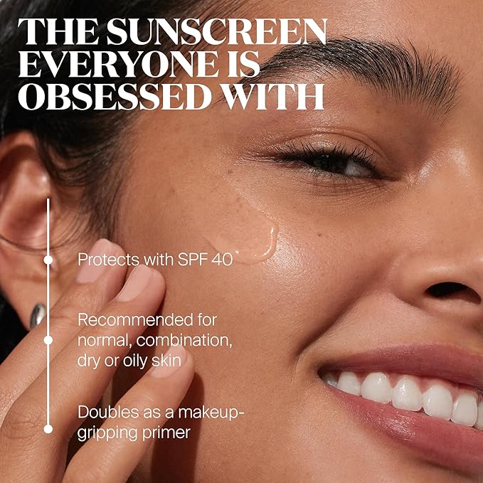 Supergoop! Unseen Sunscreen - SPF 40 - Clear & Invisible Face Sunscreen + Broad Spectrum + Makeup-Gripping Primer - Weightless, Scentless, Oil Free - For All Skin Types & Tones - 0.68 fl oz