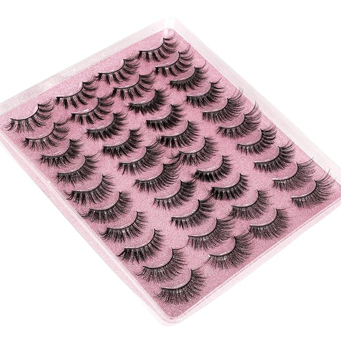 20 Pairs False Eyelashes 3D Faux Mink Lashes Natural Look Wispy Fake Eyelashes ALPHONSE 16-20MM Fluffier Volume Long Thick Lashes Pack 5 Styles Mixed