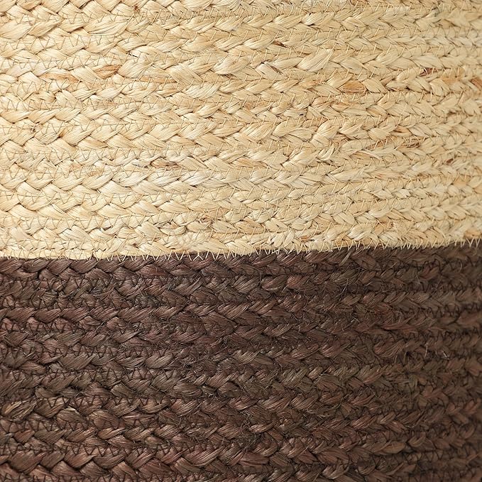 REDEARTH · Cylindrical Pouf Foot Stool Ottoman - Jute Braided Pouffe Poof Accent Sitting Footrest for Living Room, Bedroom, Nursery, Patio, Lounge & Other Rooms (Natural Acorn, 18"x18"x14")