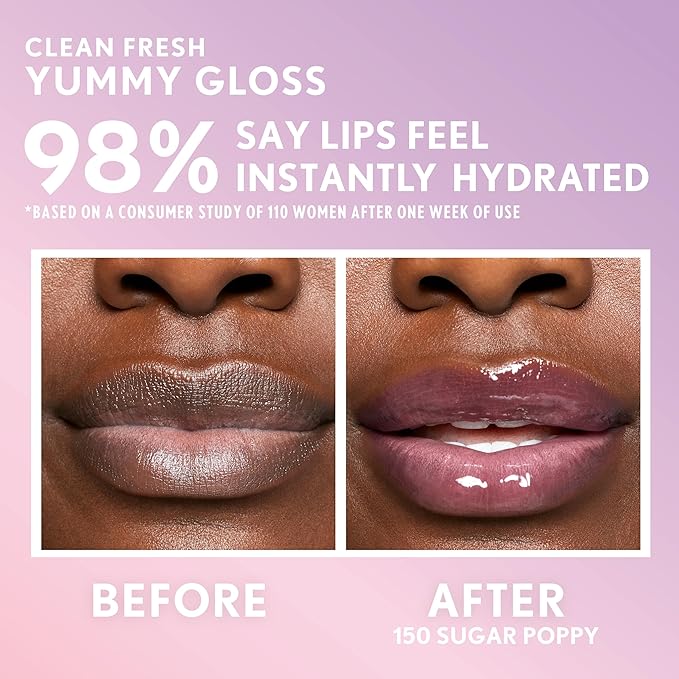 COVERGIRL Clean Fresh Yummy Lip Gloss, Sheer, Natural Scents, Vegan Formula - Sugar Poppy