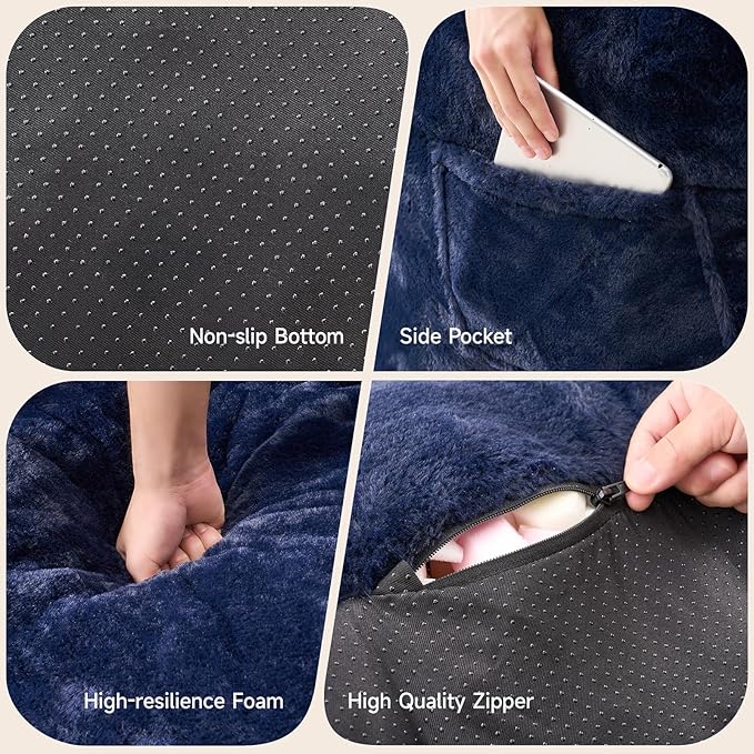 ONBRILL Giant Bean Bag Chairs for Adults with Ottoman, Faux Fur Boneless Chaise Couch Filler with Memory Foam,Large BeanBag Lounge Lazy Floor Sofa Accent Chair for Living Room,Bedroom & Game Rooms