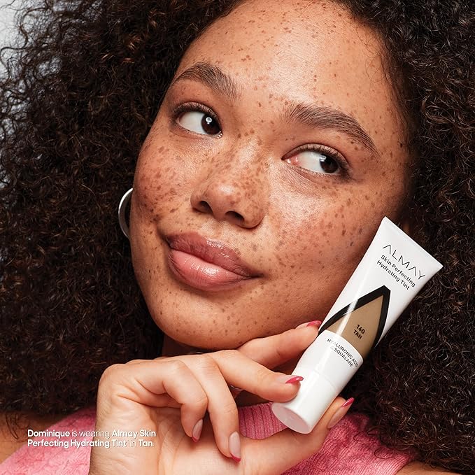 Almay Hydrating Liquid Foundation Tint, Lightweight with Light Coverage, Naturally Dewy Finish, Hypoallergenic, Dermatologist TestedFragrance Free, 140 Tan, 0.94 fl oz.