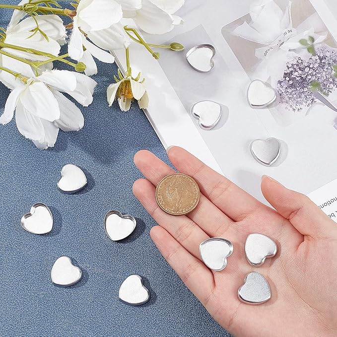 CHGCRAFT 300Pcs Empty Heart Metal Pans Size 19.5mm