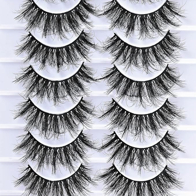 FARRED Natural Lashes Short False Eyelashes Wispy Mink Eye Lash Fluffy Wispies Eyelash Natural Look 10 Pairs Fake Lashes Pack Volume Lash Strips Pestañas