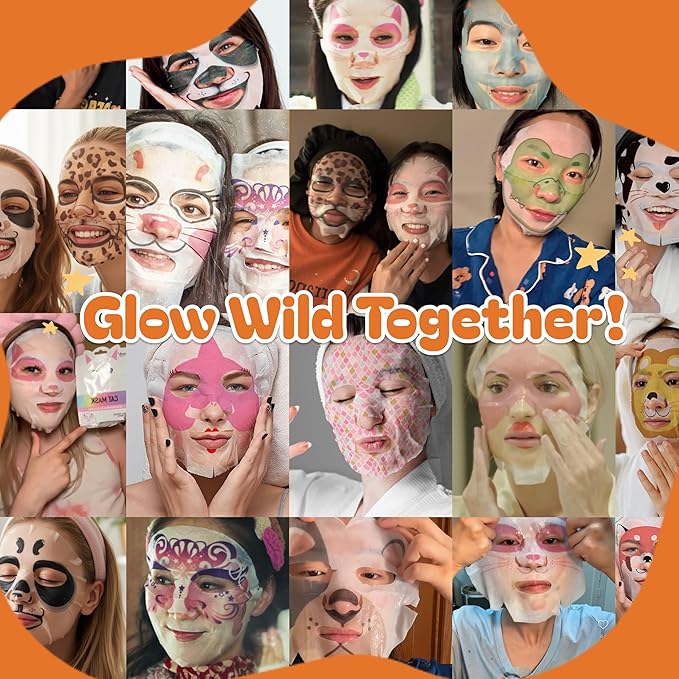 Epielle Character Face Mask Mystical Safari 6 Pack, Fun & Effective Korean Skin Care, Spa Party Favors, Stocking Stuffers, Birthday Gifts for Women, Thanksgiving Essentials