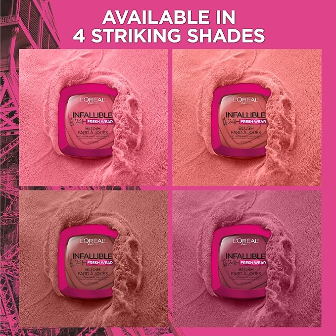 L'Oreal Paris Infallible Up to 24H Fresh Wear Soft Matte Blush, Blendable, Long-Lasting and Waterproof Cheek Make Up, Legendary Berry 15, 0.31 Oz