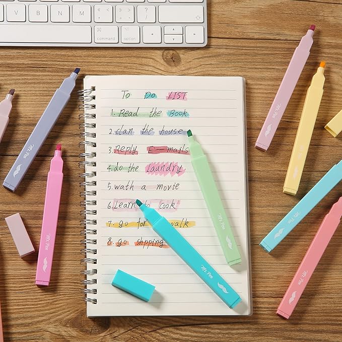 Mr. Pen- Aesthetic Highlighters, 10 pcs, Chisel Tip, Pastel Colors, Cute Highlighters Assorted Colors