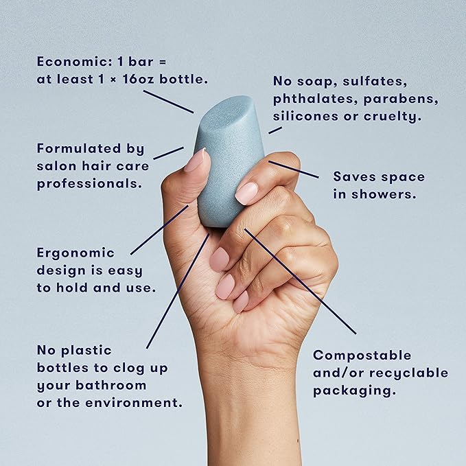 HiBAR - Shampoo & Conditioner Sampler Set - Maintain, Moisturize & Volumize Bars - Travel-Friendly - Salon-Quality Ingredients - Plastic, Soap, Paraben & Sulfate-Free - Color Safe - 6 Mini Solid Bars