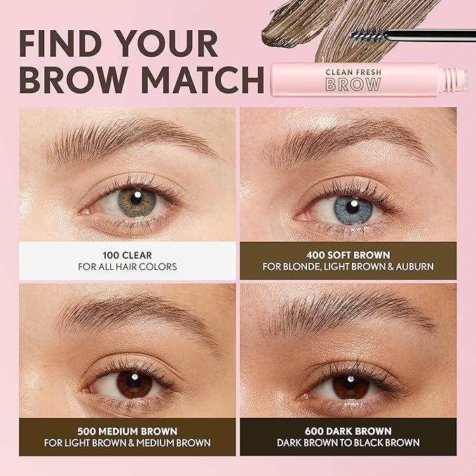 CoverGirl Clean Fresh Brow, 500 Medium Brown, Eyebrow Gel, Long-Lasting, Vegan Formula, Natural Looking, Easy to Apply, Doesn't Smudge, 0.18oz