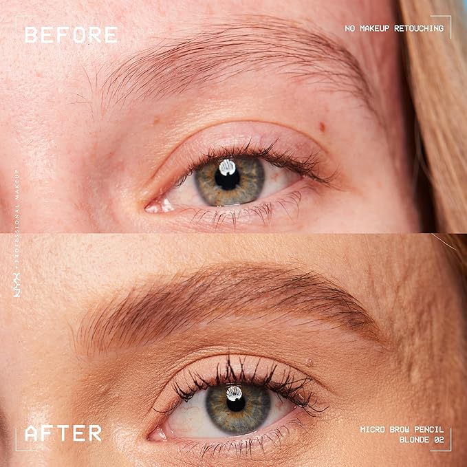 NYX PROFESSIONAL MAKEUP Micro Brow Pencil, Precise Tip, Waterproof, Vegan Eyebrow Pencil - Blonde