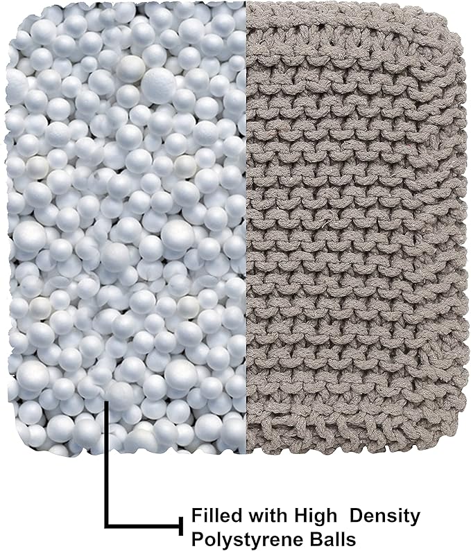 REDEARTH Cube Hand Knitted Pouf - Foot Stool Ottoman - Cord Boho Pouffe - Poof Accent Stuffed Table or Footrest for Living Room - Nursery - Bedroom - Patio - 100% Cotton (16" x 16" x 16") - Taupe