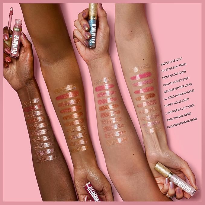 REVLON Super Lustrous Glimmer Gloss, Non-Sticky Lip Gloss, High-Shine Finish, Plant-Based Glitter, 006 Bronze Spark, 0.13 fl oz