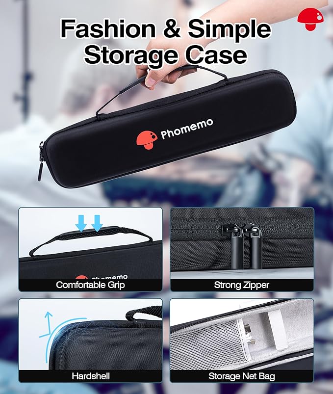 Phomemo Bluetooth Tattoo Stencil Printer, Thermal Tattoo Transfer Machine for Artists & Beginners, Compatible with Phone & PC, with Storage Case & 10Pcs Free Transfer Paper, Grey