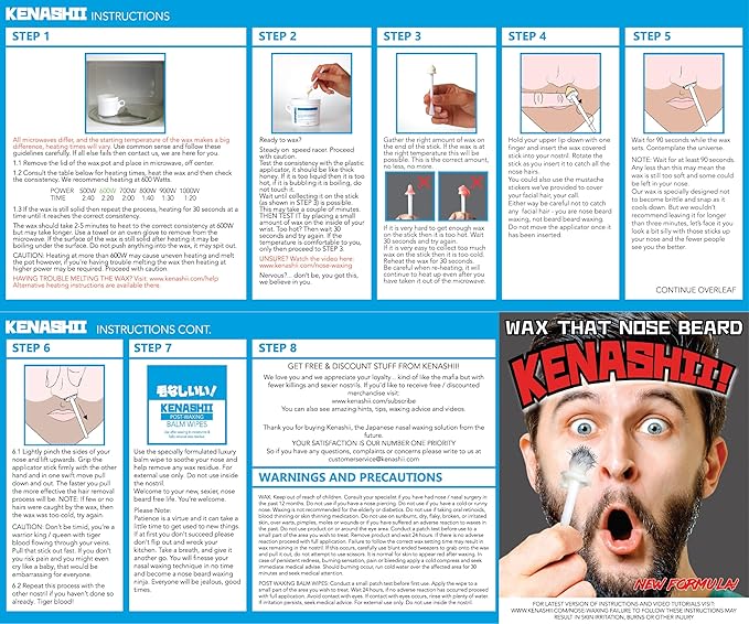 KENASHII Nose Wax Kit | 100 g Wax, 24 Applicators | Hair Removal Kit for Men and Women | Includes Balm Wipes and Mustache Guards | Lasts up to 5 Weeks